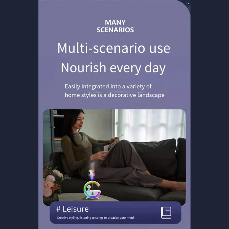 A59E-Anti-Gravity Air Humidifier RGB Light Ultrasonic Humidifier White With Bluetooth 5.0 Speaker For Home Office