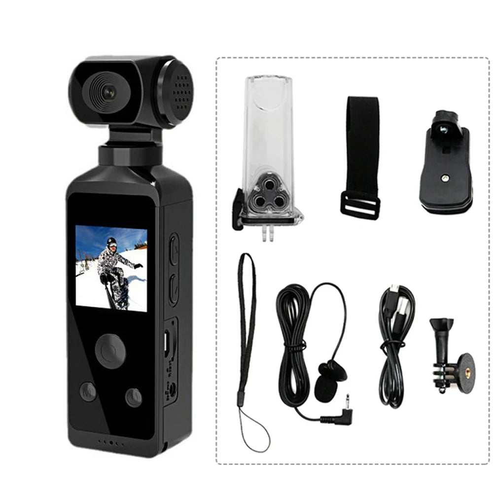 4K Ultra HD Pocket Action Camera 270° Rotatable Vlog Wifi Mini Sports Cam Waterproof Case Helmet Travel Bicycle Driver Recorder