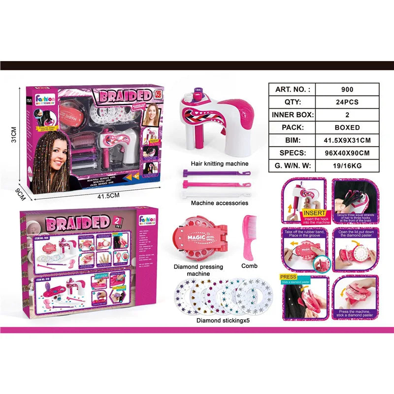 Automatic Hair Braiding Tool for Kids & Adults, 3-Strand Twist Braider DIY Dreadlock Maker for Women, Easy Hair Styling Machine