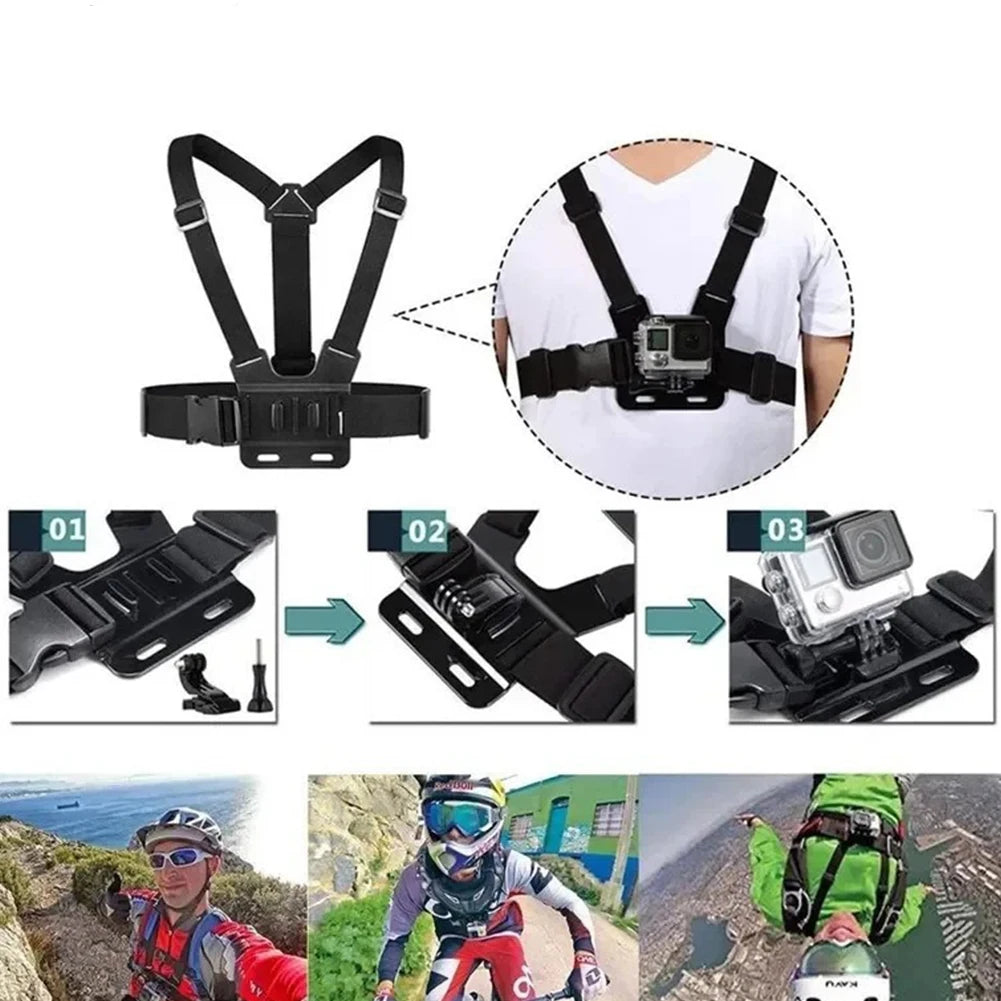 Chest Mount Strap Harness Adjustable Chesty Harness Strap Vest & Body Holder for Most Cell Phones Action Cameras POV/VLOG