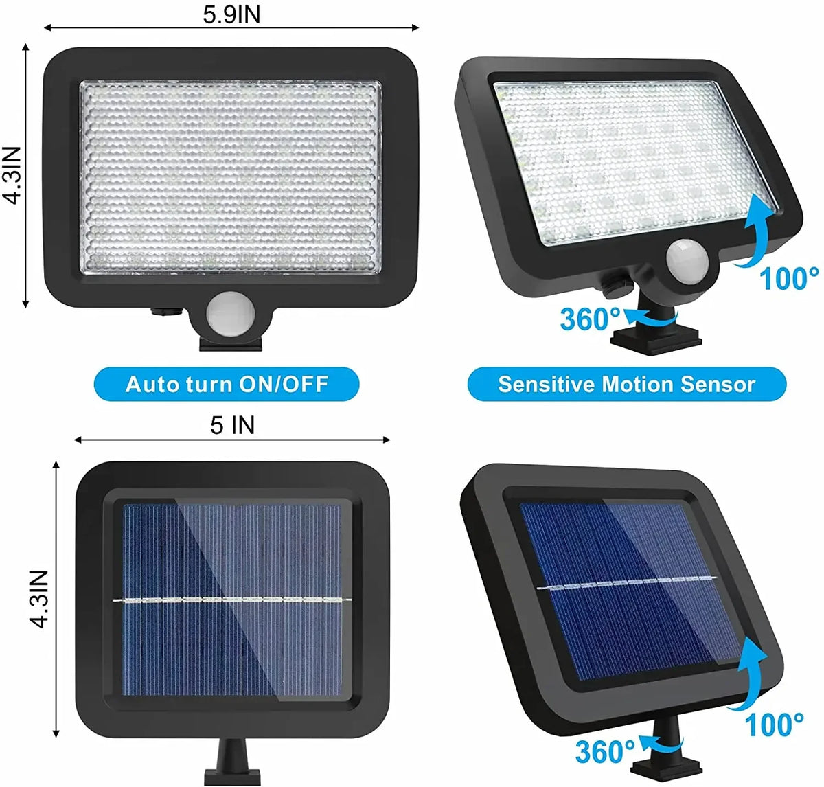 Outdoor Solar Power Wall Light Motion Sensor Light 56 LEDs Securtiy Flood Night Light for Patio Yard Garage Driveway Porch Fence