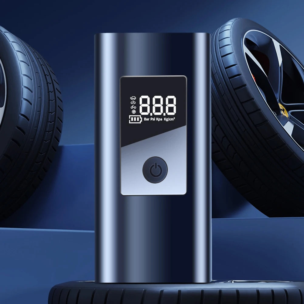 Electric Car Air Pump LCD Display Tire Inflatable Pump Rechargeable Car Wireless Air Compressor Suitable for Car Motorcycle Bike