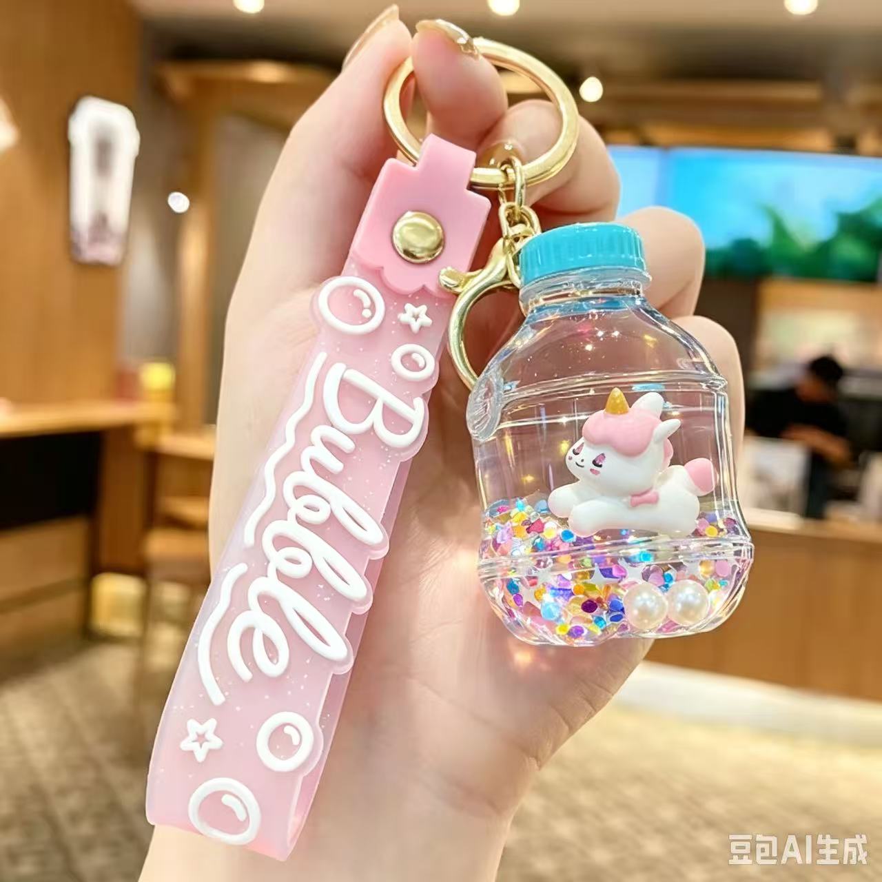Floating Quicksand Key Chain Transparent Quicksand Key Holder Pvc Key Chain Pendant  Decorative Bag Charm For Festivals