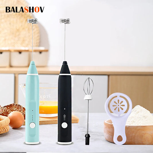 Portable Milk Frother USB Rechargeable Handheld Blender Foamer High Speeds Drink Maker Whisk Mixer For Coffee Cappuccino Cream