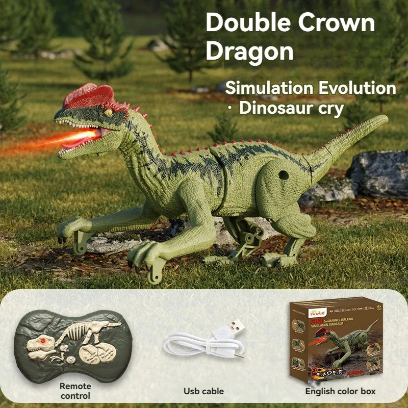 Hot Laser Tracking RC Dinosaur Toys for Kids Remote Control Robot Verisimilitude Sound Spray for Kids Boys Girls Children G
