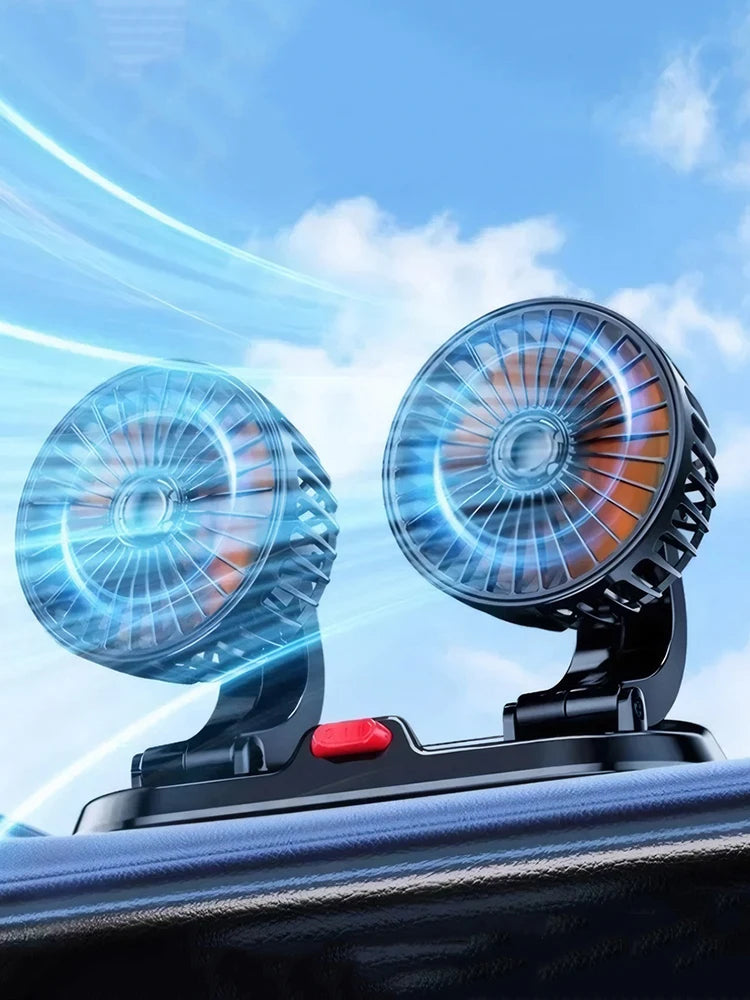 Adjustable Dual Head Car Fan 2 Speeds Cooling Air Fan Automobile Vehicle Fan for Car Truck SUV RV