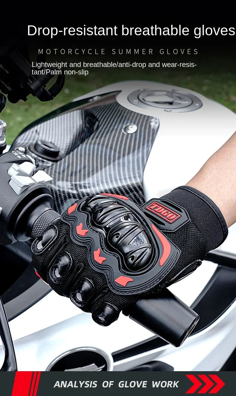 Men's motorcycle supplies windproof gloves all-finger summer touch screen anti-collision and anti-slip racing gloves breathable