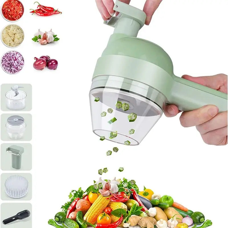 5 In 1 Electric Vegetable Cutter Set Wireless Food Processor Chopper Machine For Pepper,Garlic& Meat