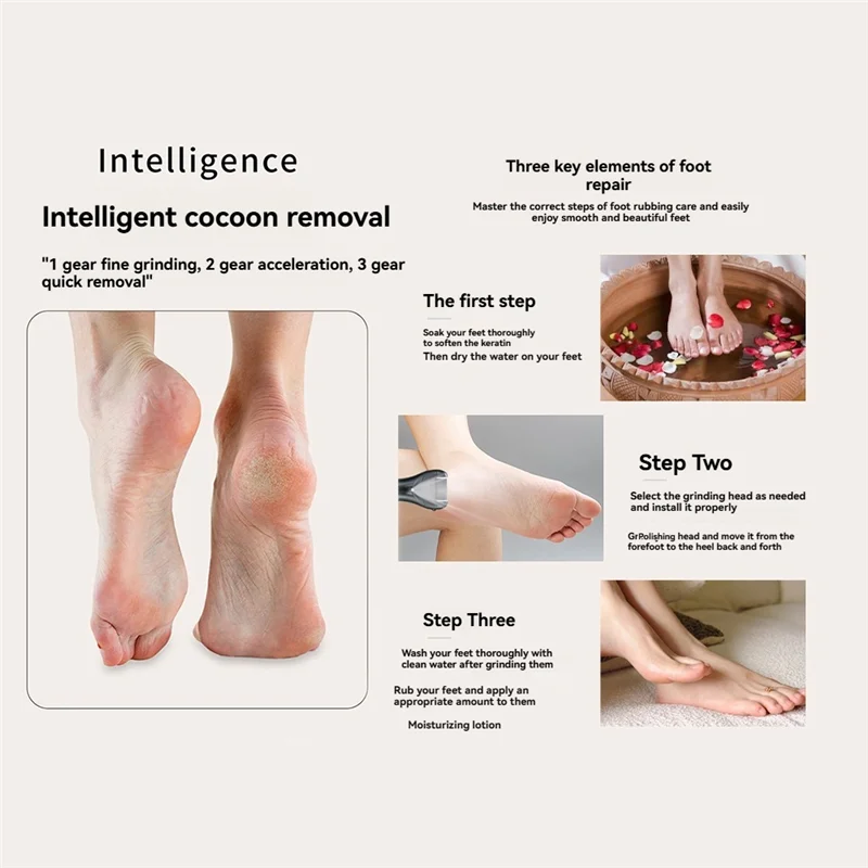 LECKL-Black Electric Foot Grinder Wireless For Removing Dead Skin, Calluses, And Cracks - Auto Pedicure Tool