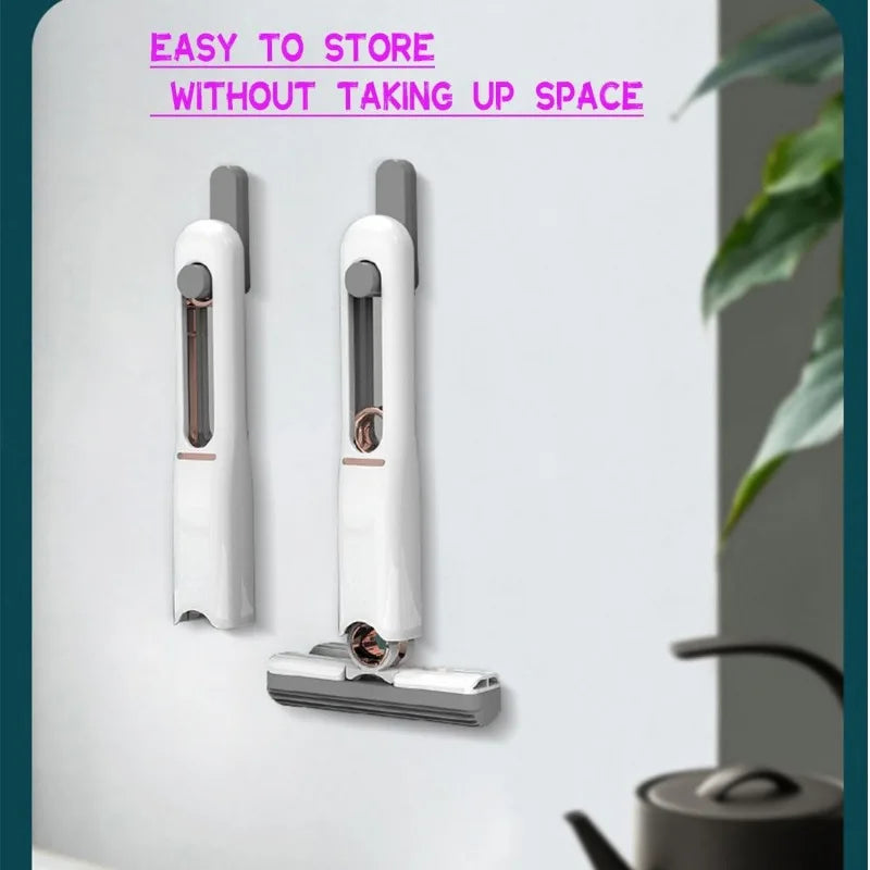 Portable Lazy Absorbent Sponge Mop with Replaceable Sponge Head Foldable Home Cleaning Mop Desktop Window Car Cleaning Tool