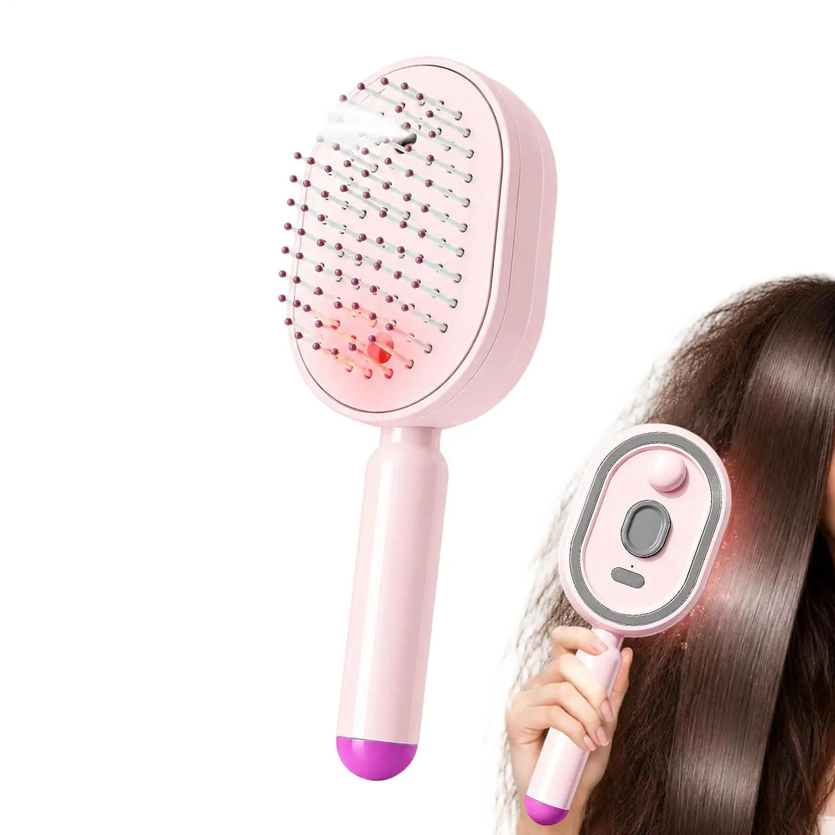 Electric Steam Brush Self-Cleaning Anti-Static Hair Brush with Water Spray for Women Ladies Wives Mothers Stylists Home