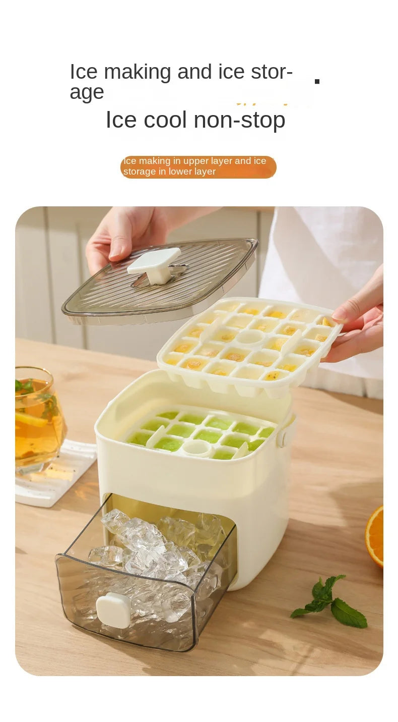 1PC ice making box press type ice mold easy to demold large capacity ice bucket camping home multifunctional ice maker