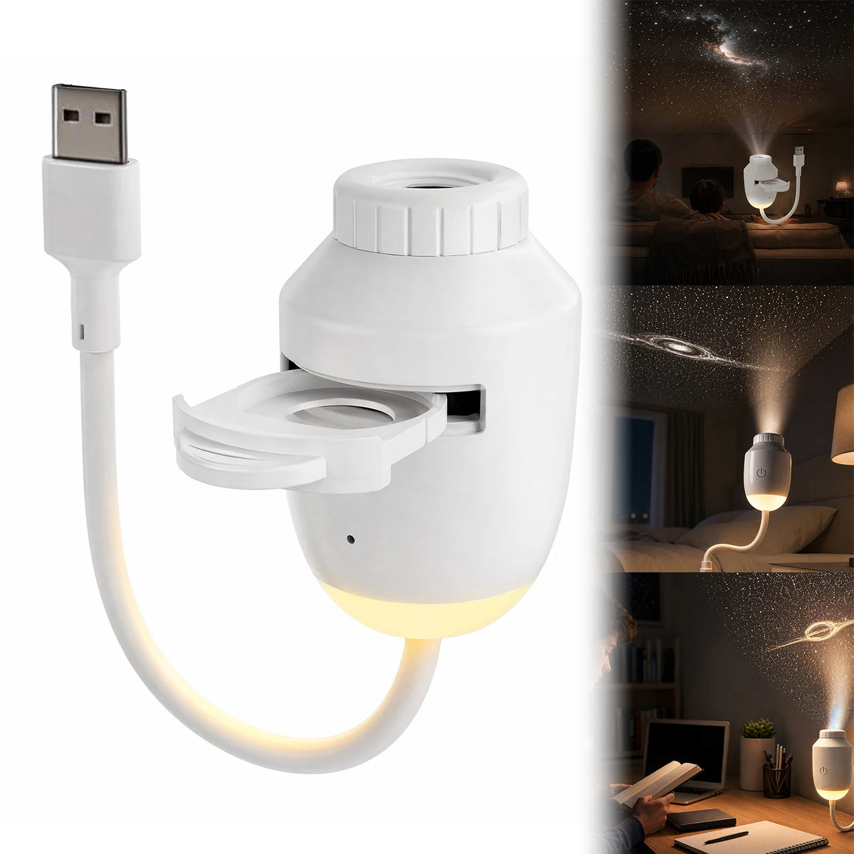 USB Starry Sky Projector Night Light Adjustable Brightness Galaxy Atmosphere Bedroom Ceiling Romantic Lamp