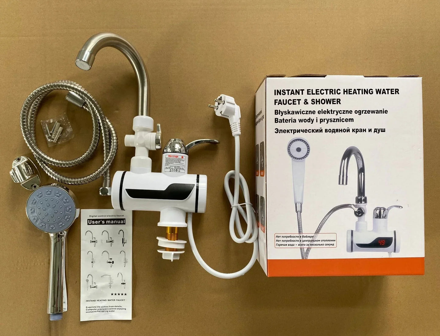 Bathrooms Shower Faucet with Sensor Electric Hot Flowing Kitchen Tap Water Heater Heating Tankless Portable for Kitchen Bathroom