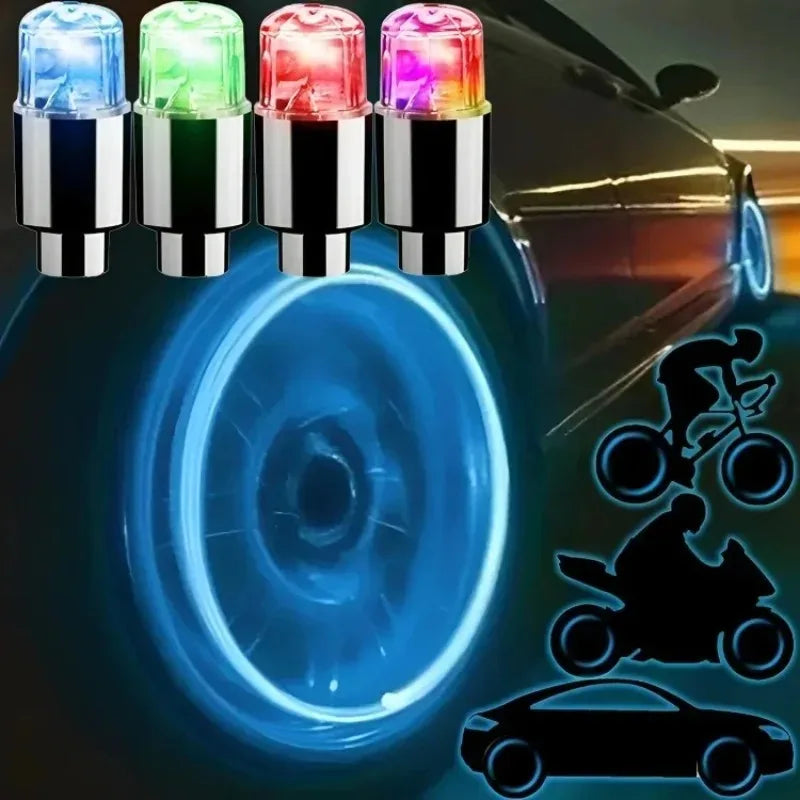 LED Tire Valve Light Universal Waterproof Wheel Decor Lamp Tyre Accessory for Car Motorcycle Bicycle Night Driving Safety Decor