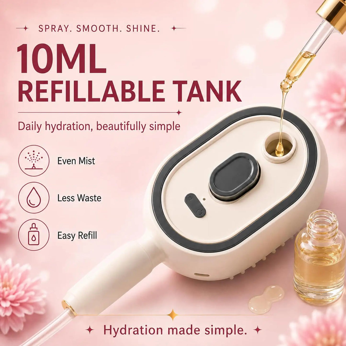 Electric Steam Brush Self-Cleaning Anti-Static Hair Brush with Water Spray for Women Ladies Wives Mothers Stylists Home