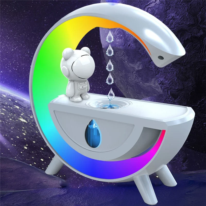 A59E-Anti-Gravity Air Humidifier RGB Light Ultrasonic Humidifier White With Bluetooth 5.0 Speaker For Home Office
