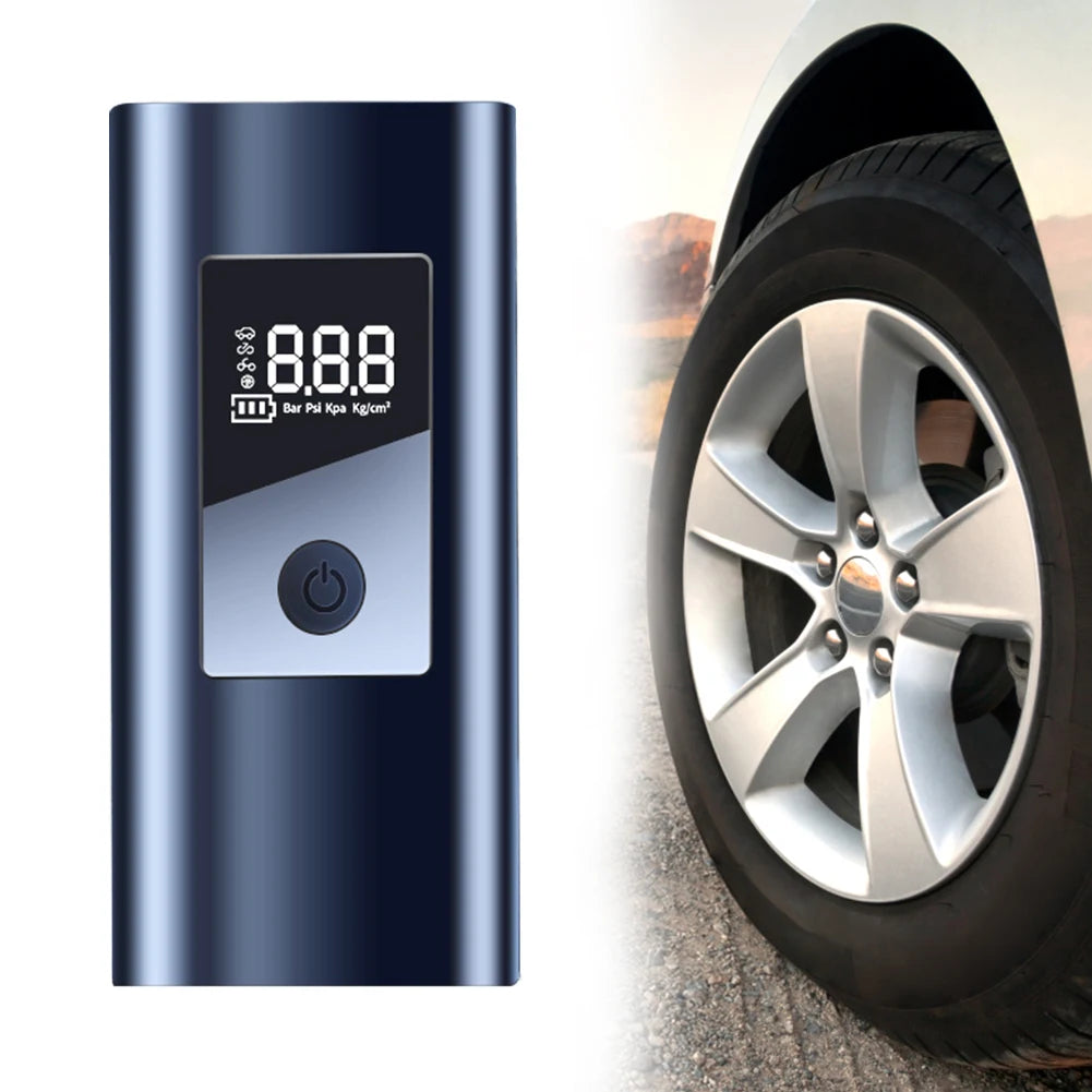 Electric Car Air Pump LCD Display Tire Inflatable Pump Rechargeable Car Wireless Air Compressor Suitable for Car Motorcycle Bike