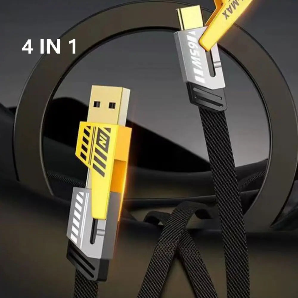 Four-in-one Fast Data Cable Multi-function Fast Charging Mecha Data Cable USB Type C PD Dual Type-C Extension Cable