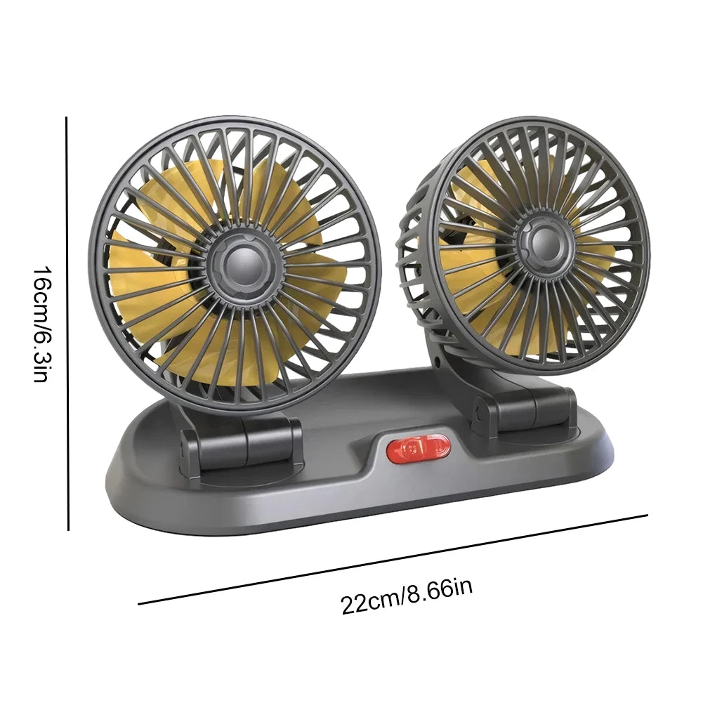 Adjustable Dual Head Car Fan 2 Speeds Cooling Air Fan Automobile Vehicle Fan for Car Truck SUV RV