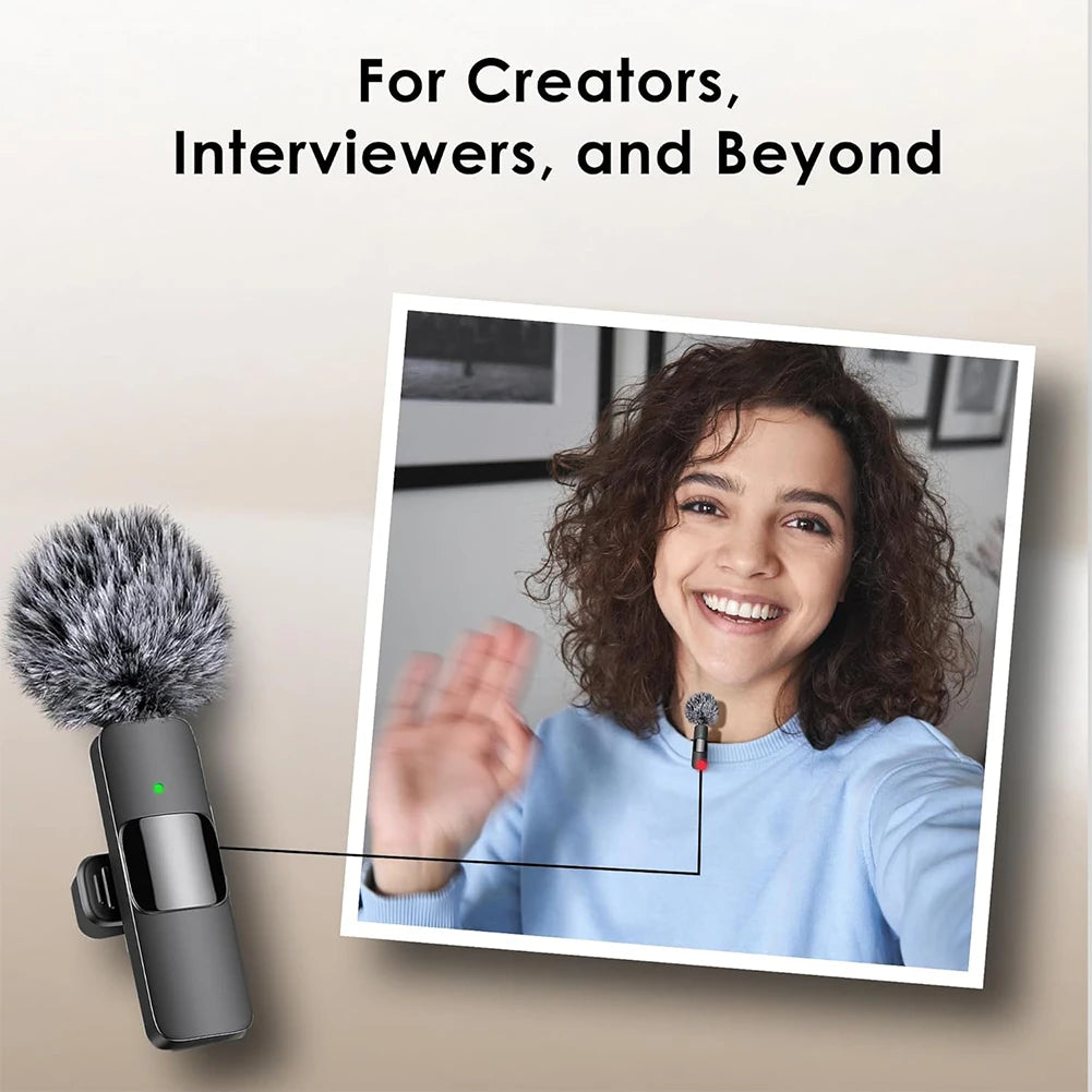 Video Record Microphone Noise Canceling Mini Microphone System 2.4G Intelligent Microphone for iPhone Computer Tablet Camera