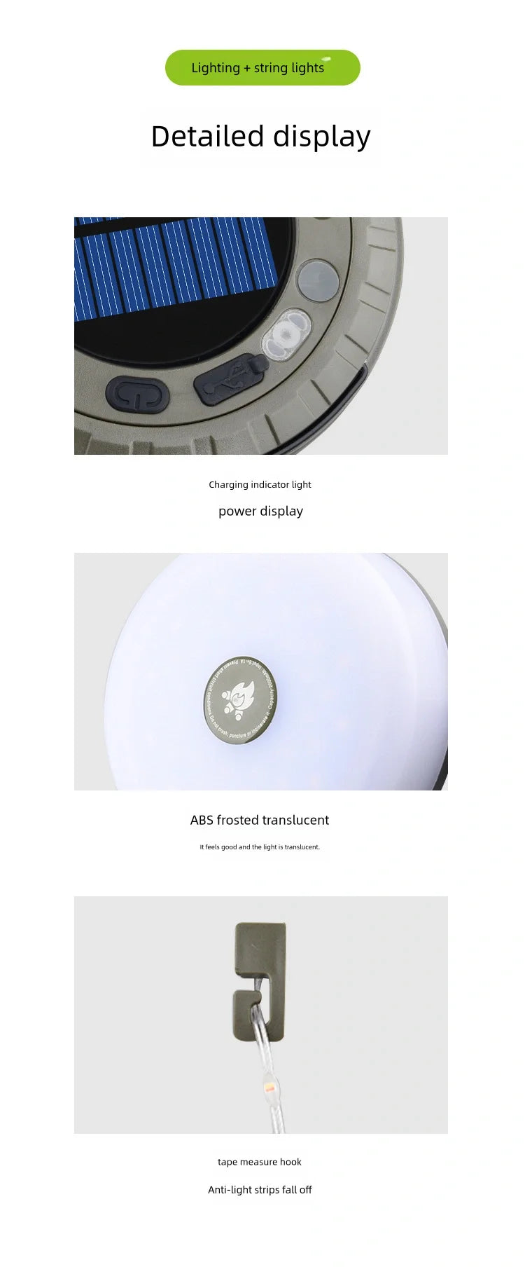 Outdoor Camping Light 10meter String Light Outdoor Tent Light RGB Atmosphere Light LED Flashlight with Hook ﻿