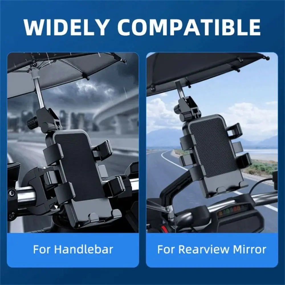 Aluminum Alloy Sunshade Motocycle Phone Holder Adjustable Non-slip Motocycle Mobile Phone Stand Stable for 5-7.2inch Cell Phone