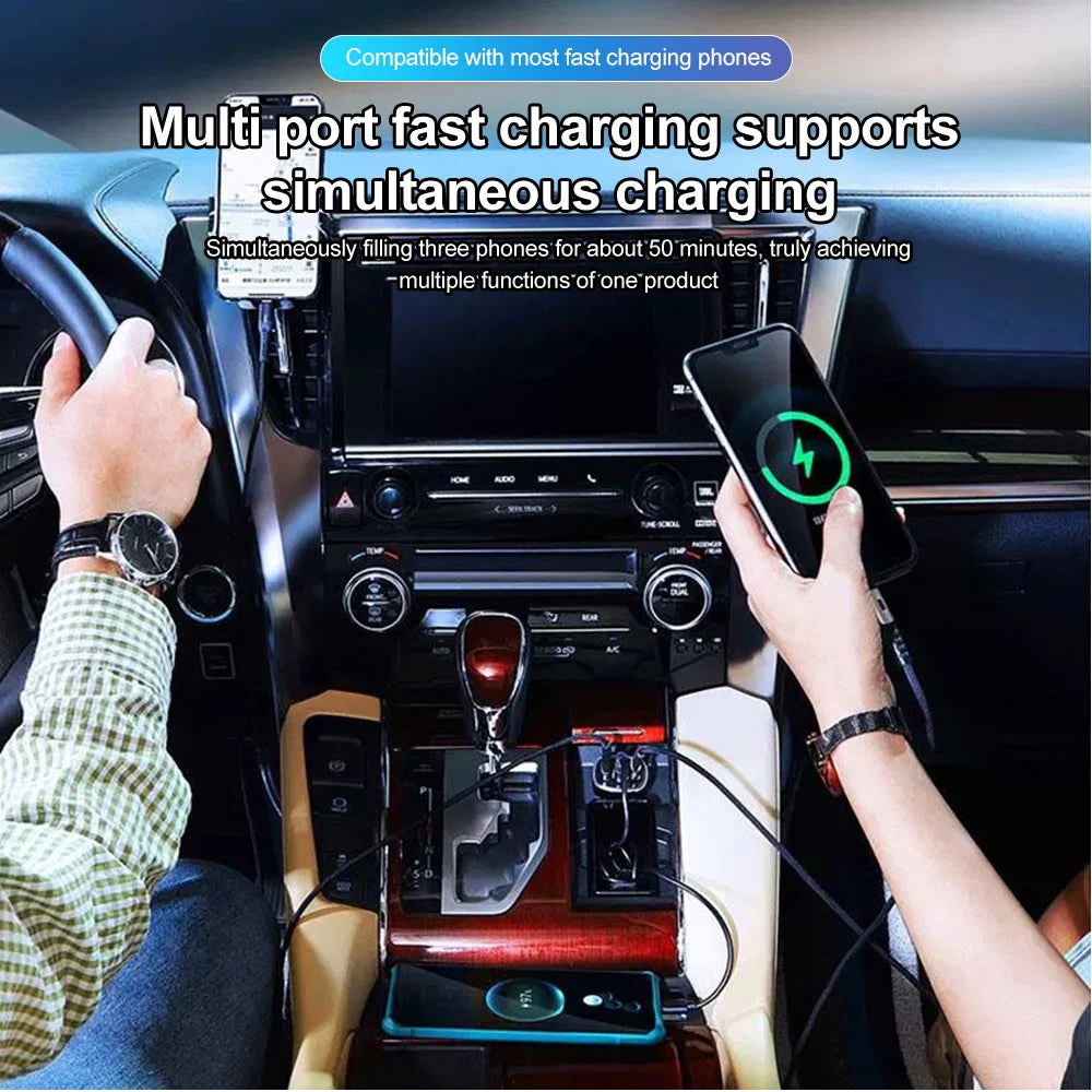 250W 6 in 1 USB Car Phone Charger Adapter 4 PD 6Ports Super Fast Charge in Car for iPhone Samsung Huawei QC 3.0