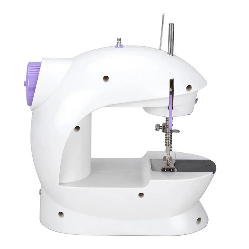 Mini Electric Sewing Machine Household Double Speed Sewing Machine with Night Light and Foot Pedal DIY Sewing Kit for Beginner