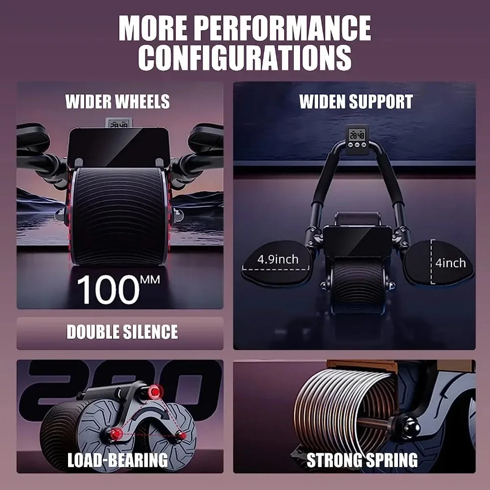 High Quality Fitness Exercise Roller Wheel Support Automatic Rebound Abdominal Wheel Core Muscle Ab Trainer with Counter Display