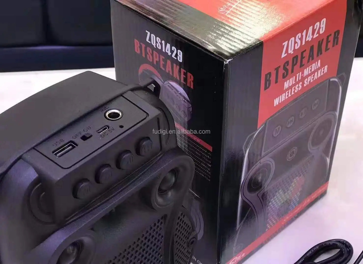 ZQS1429 4 Inch Audio Player Karaoke Dj Portable Rechargeable Speaker Sound Box With Changing Led Light