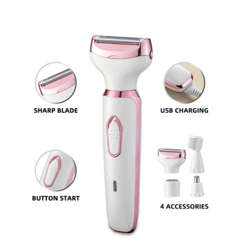 4 in 1 Electric Lady Shaver Body Hair Removal Epilator Painless Cordless Trimmer Razor Gifts for Women Home Appliances