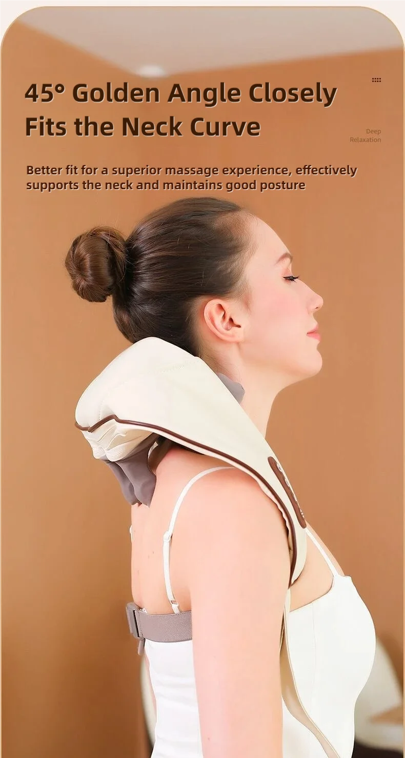 Wireless neck massager with hot compress function for pain relief deep tissue massage neck shoulder relaxation massage shawl