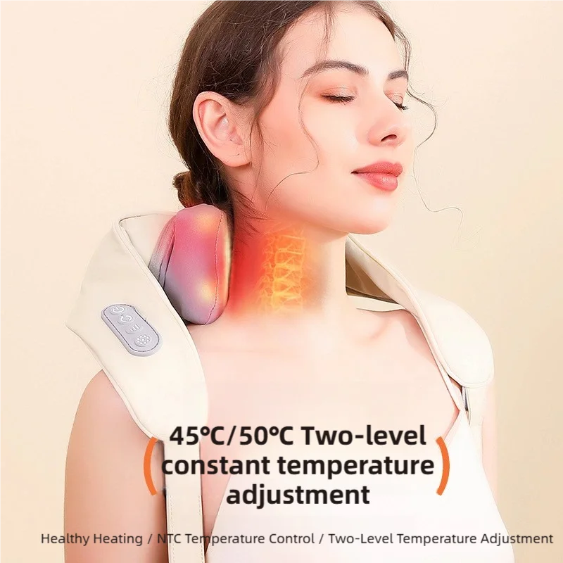 Wireless neck massager with hot compress function for pain relief deep tissue massage neck shoulder relaxation massage shawl