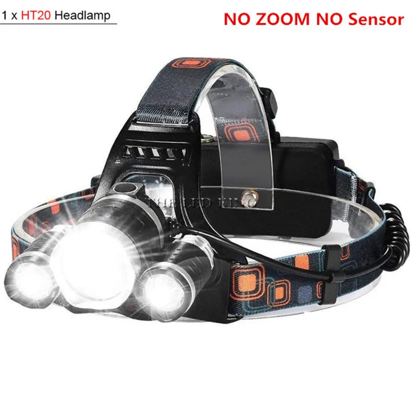 High Lumens Not ZOOM LED Headlight Headlamp LED T6 Head Lamp Flashlight Torch Head Light 18650 Battery For Camping, Fishing