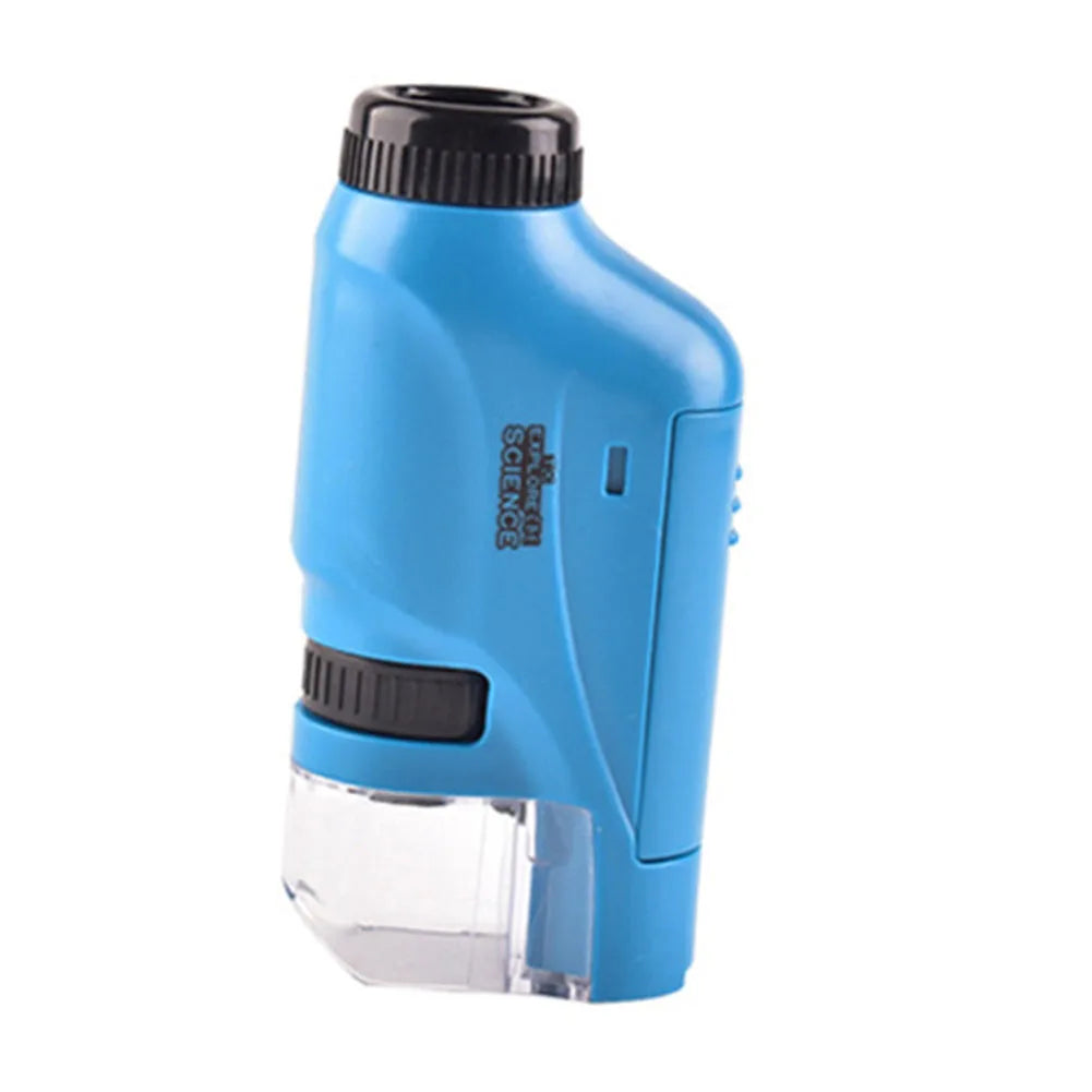 Mini Pocket Microscope Handheld Microscope Kit Battery Powered Microscope With Lab LED Light 60X-120X Biological Kids Science