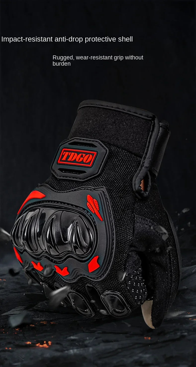 Men's motorcycle supplies windproof gloves all-finger summer touch screen anti-collision and anti-slip racing gloves breathable