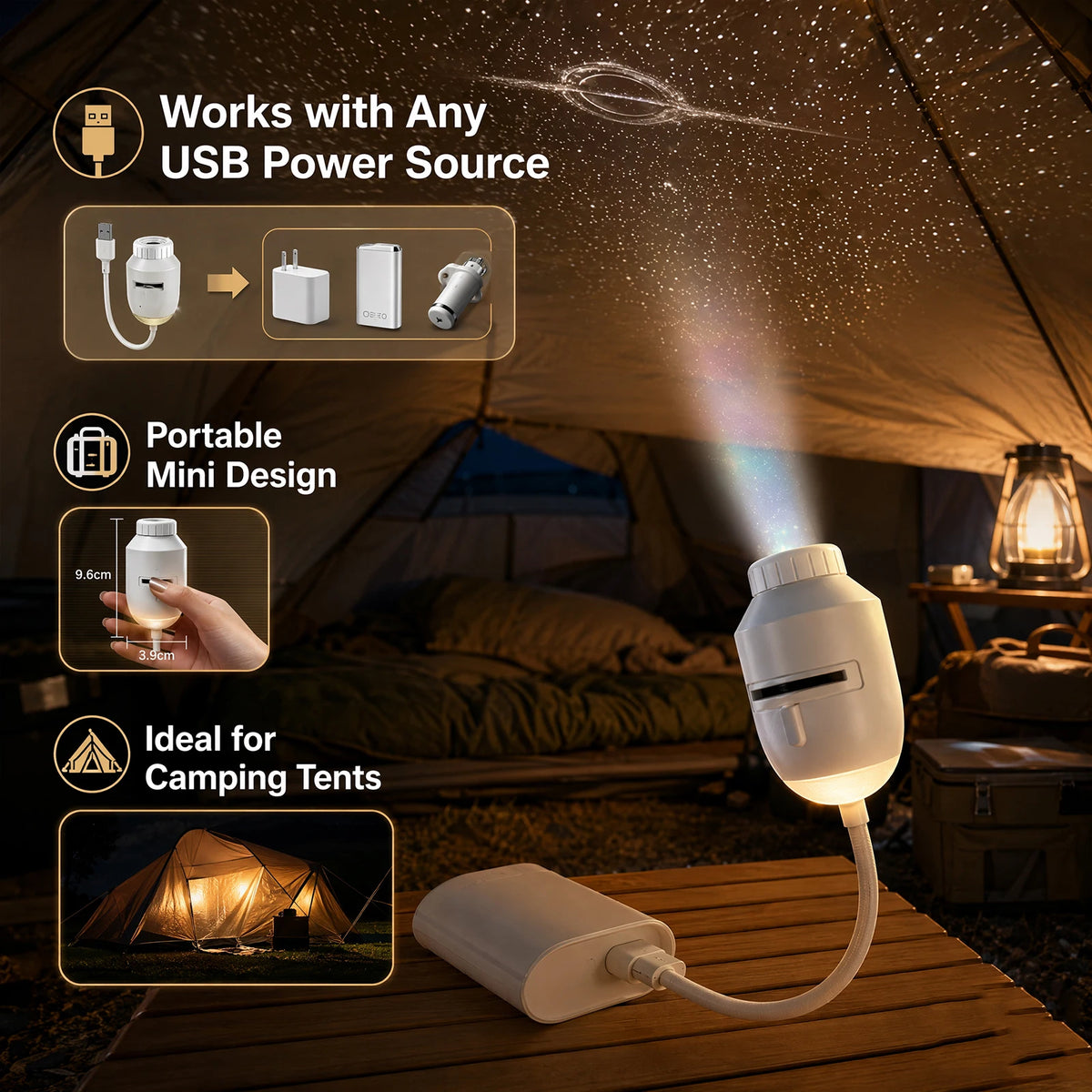 USB Starry Sky Projector Night Light Adjustable Brightness Galaxy Atmosphere Bedroom Ceiling Romantic Lamp
