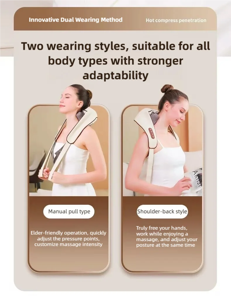 Wireless neck massager with hot compress function for pain relief deep tissue massage neck shoulder relaxation massage shawl