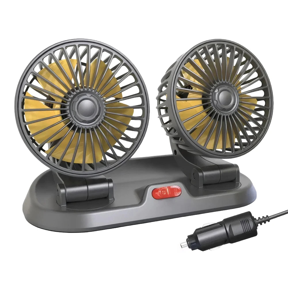 Adjustable Dual Head Car Fan 2 Speeds Cooling Air Fan Automobile Vehicle Fan for Car Truck SUV RV