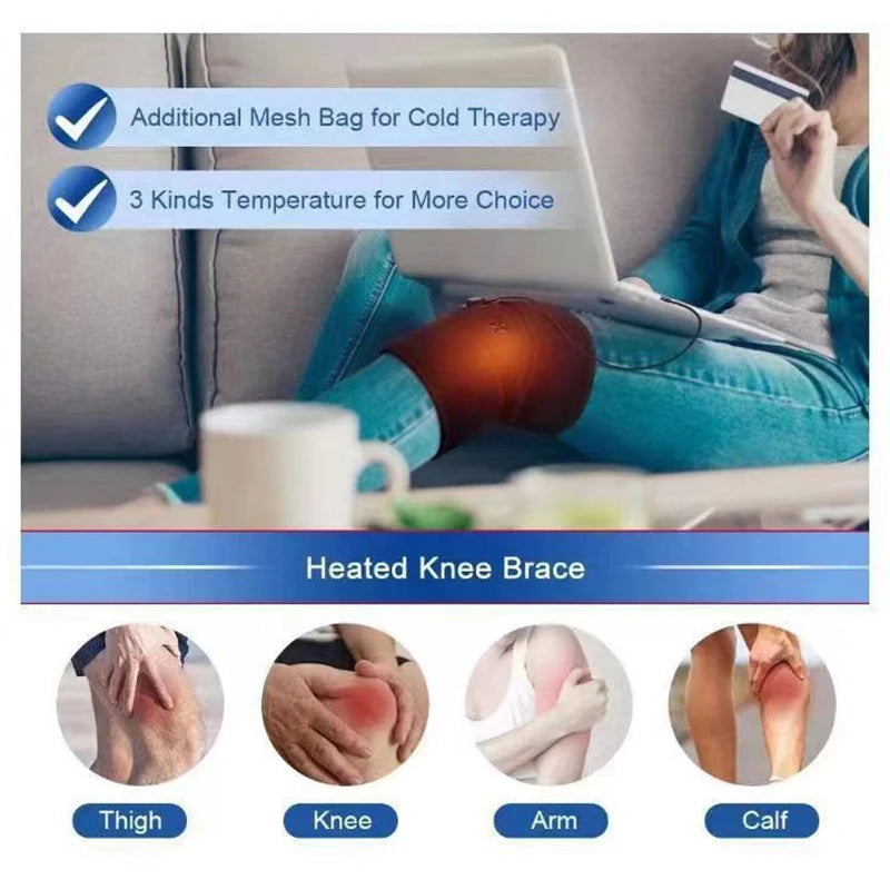 Electric Leg Heating Knee Pad 5V USB/Type-C Charging Heated Knee Brace 3 Heat Levels Knee Heating Pad For Knee Joint Pain Relief