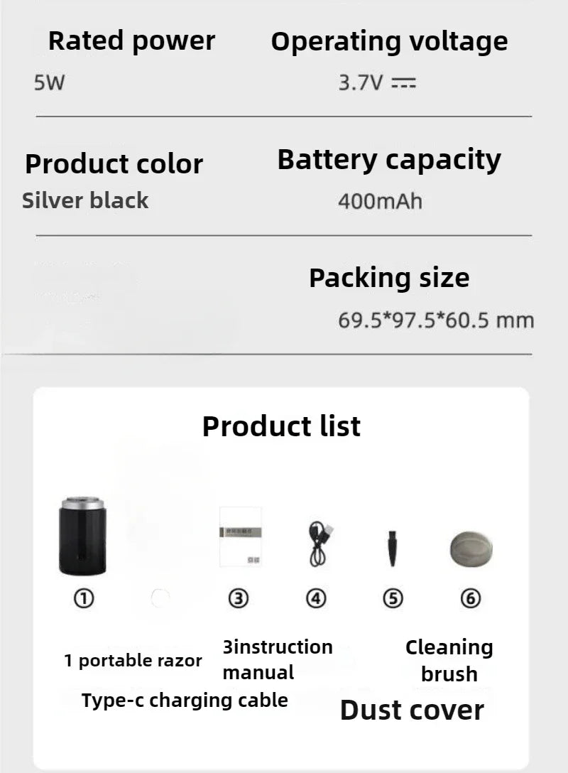 Shaver Electric Small Charging Model Car Mini Small Steel Cannon Men's High-power Portable Shaver Dry Wet Double Shaving USB
