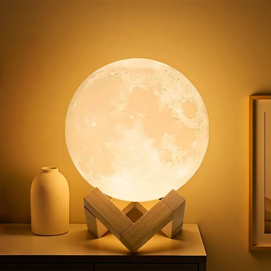 8cm Moon Lamp - LED Night Light with Stand, Battery Powered Starry Sky Projector, Bedroom Decor Gift for Kids/Adults