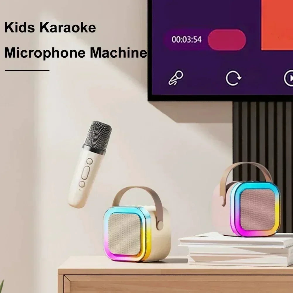 Bluetooth K12 Karaoke Machine Portable 5.3 PA Speaker System with Single Dual  Wireless Mic Home Family Singing Children's Gifts