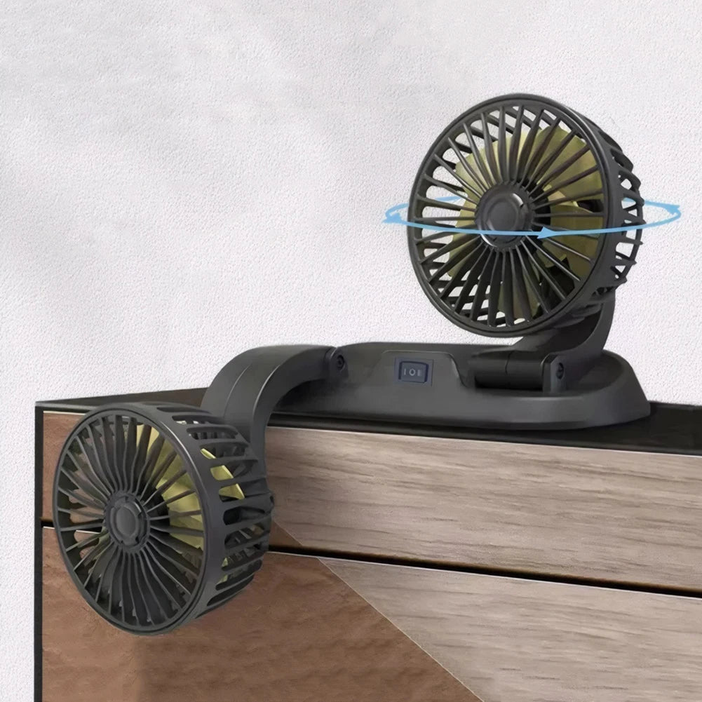 Adjustable Dual Head Car Fan 2 Speeds Cooling Air Fan Automobile Vehicle Fan for Car Truck SUV RV