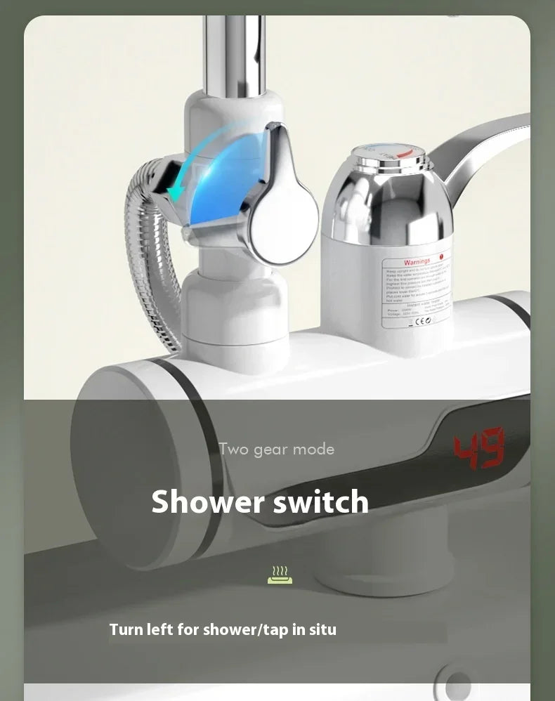 Bathrooms Shower Faucet with Sensor Electric Hot Flowing Kitchen Tap Water Heater Heating Tankless Portable for Kitchen Bathroom