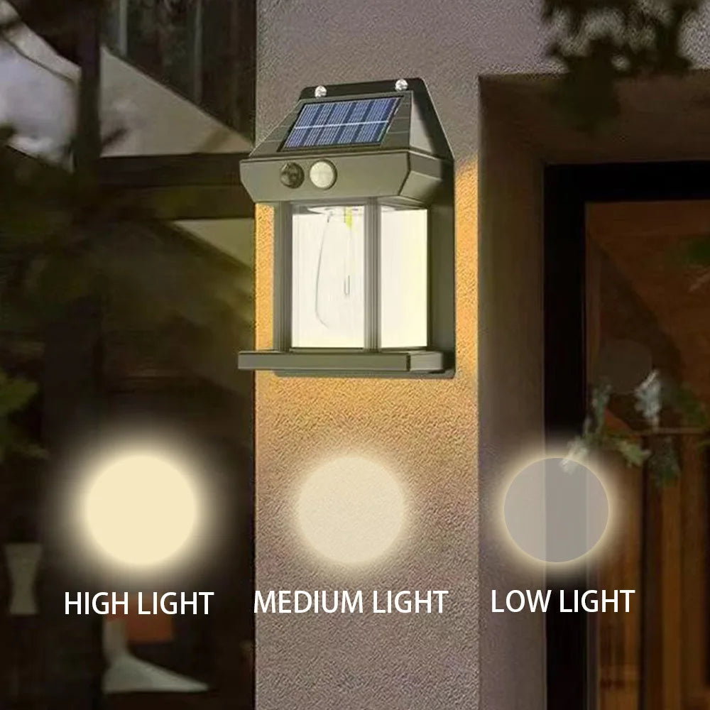 1pc New Solar Tungsten Wall Lamp, 3 Modes, Outdoor Villa Garden Courtyard Waterproof Decoration Induction Lantern, Small Night L