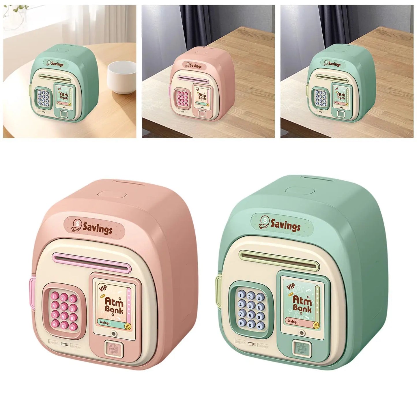 Electronic Piggy Bank, Double Mode Password Automatic Roll Cute Large Capacity