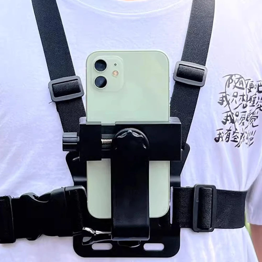 Chest Mount Strap Harness Adjustable Chesty Harness Strap Vest & Body Holder for Most Cell Phones Action Cameras POV/VLOG
