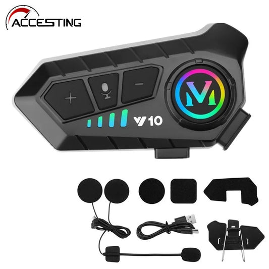Motorcycle Helmet Headset Y10 Wireless Headphone Voice Control Earphone Handsfree Call MP3 Player Speaker Kit